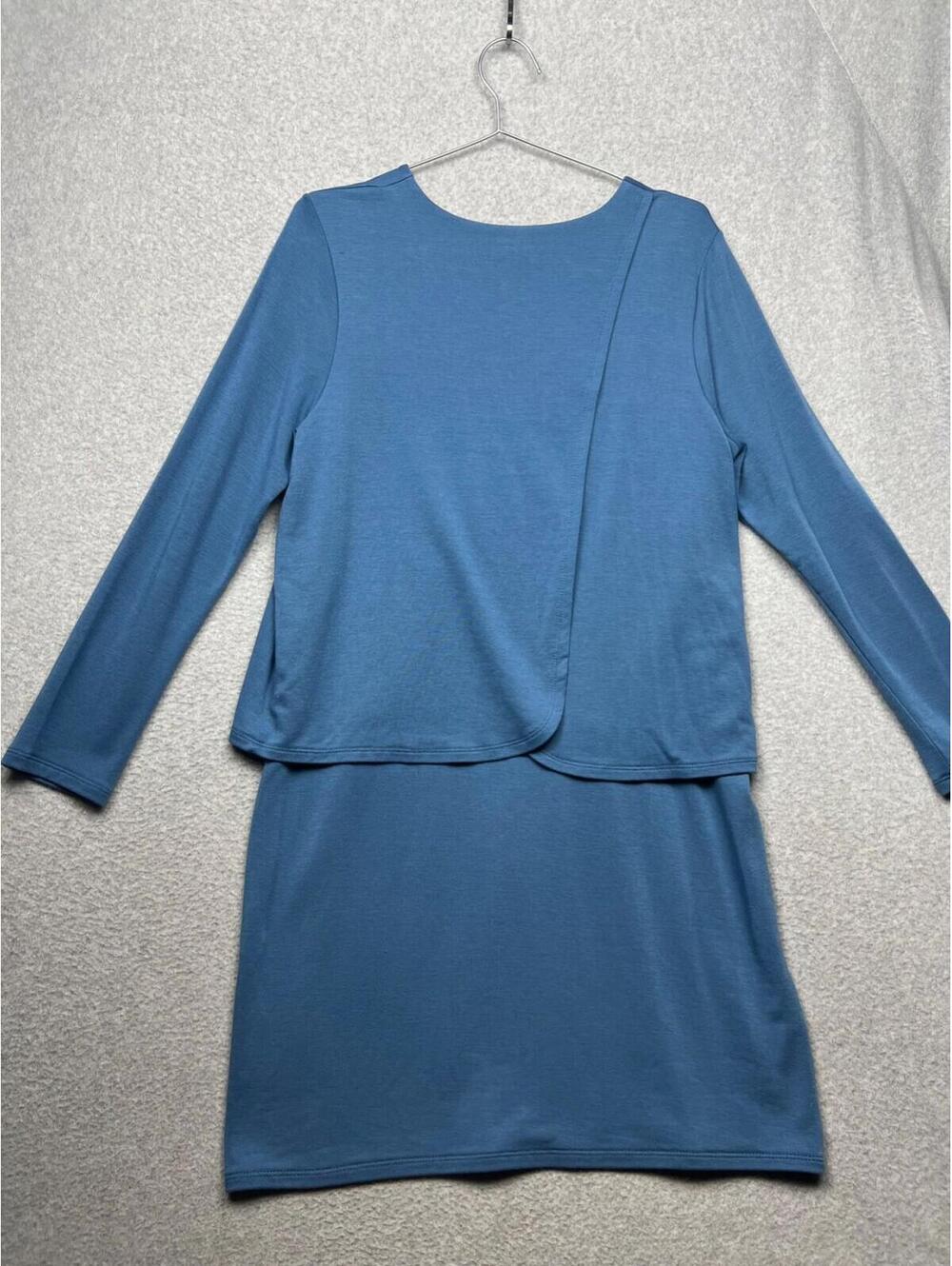Pure Jill Luxe Coastal Tencel Shirt Dress Layered Womens Petite M Minimalist - Picture 2 of 14
